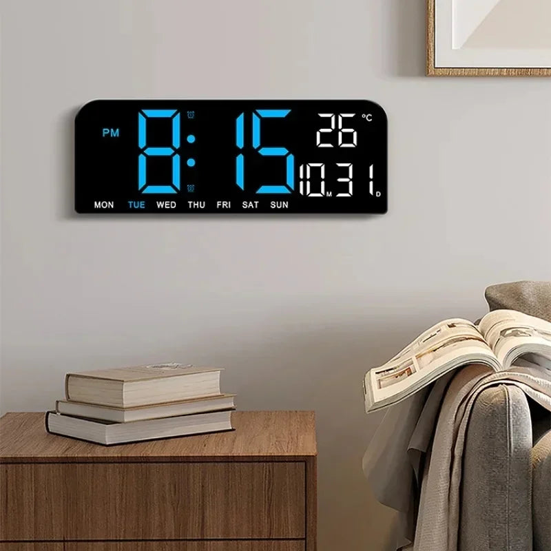 Digital Wall Clock with Temperature Date Week Countdown Alarm 12/24H Auto Dimmable USB Powered