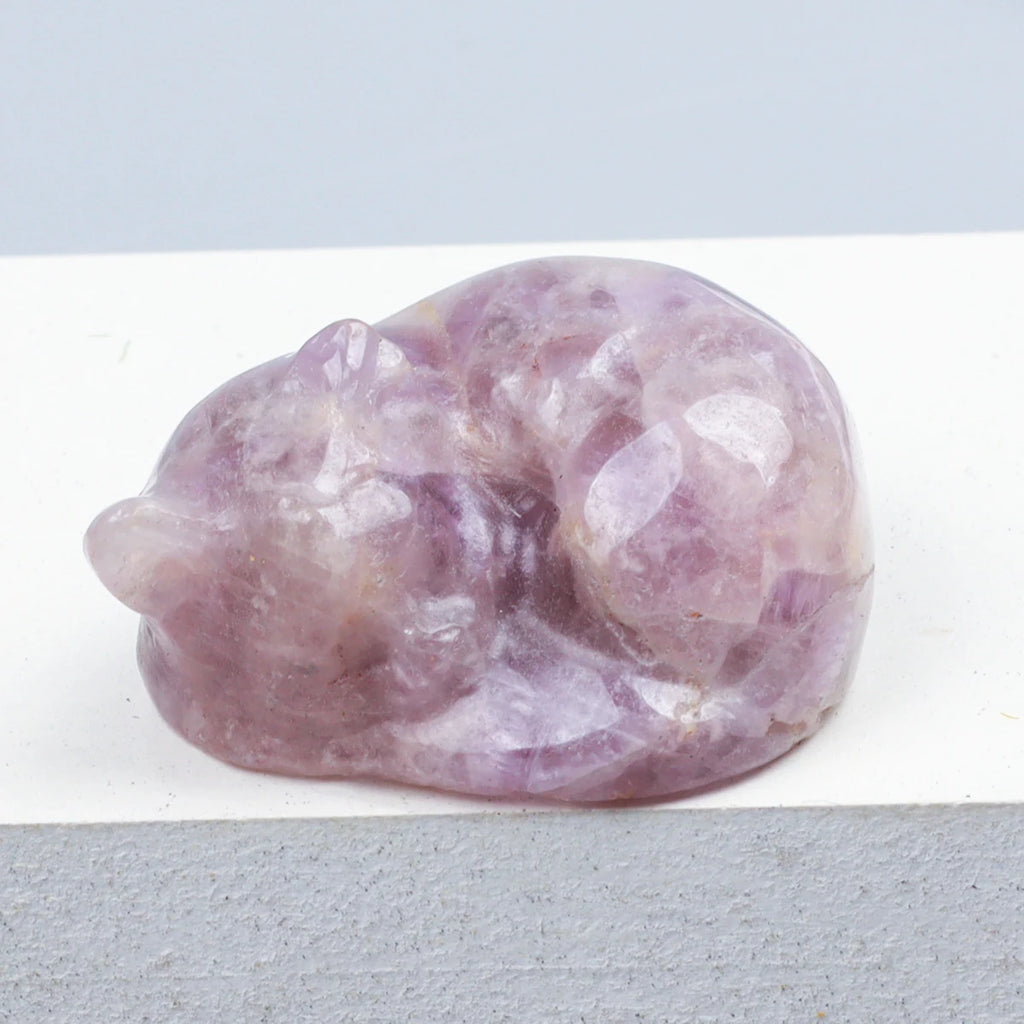 Crystal Energy Cat Figurines Set - Natural Stones Chakra Home Decor