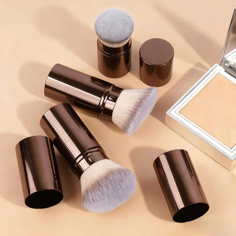 Extendable Makeup Brushes Set - 3pcs Synthetic Face Brush Kit for Liquid Cosmetics