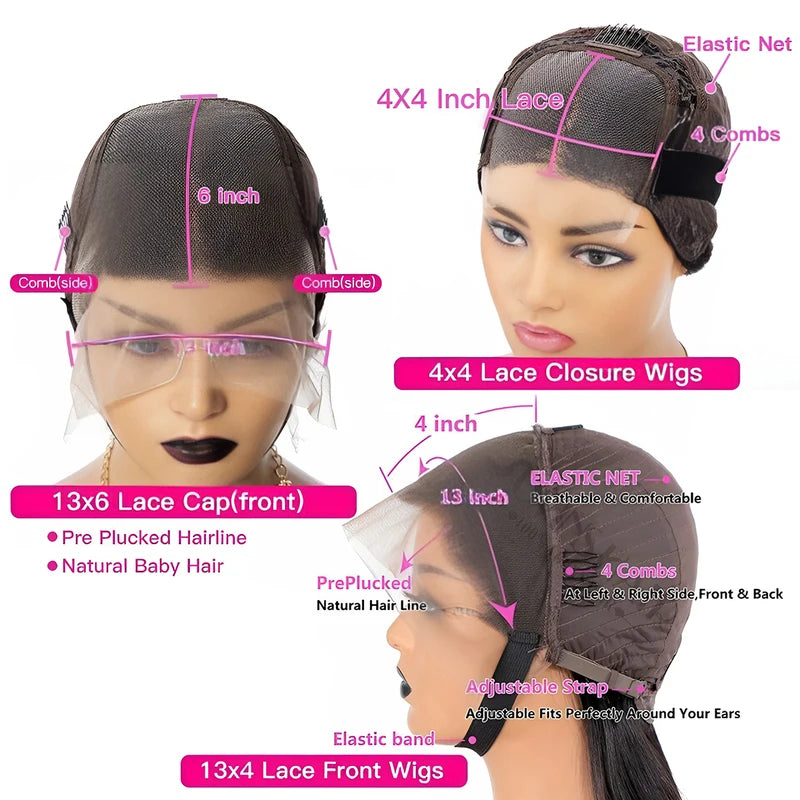 Human Hair Glueless Ombre Brown Straight Wig 13x4 HD Lace Frontal for Women