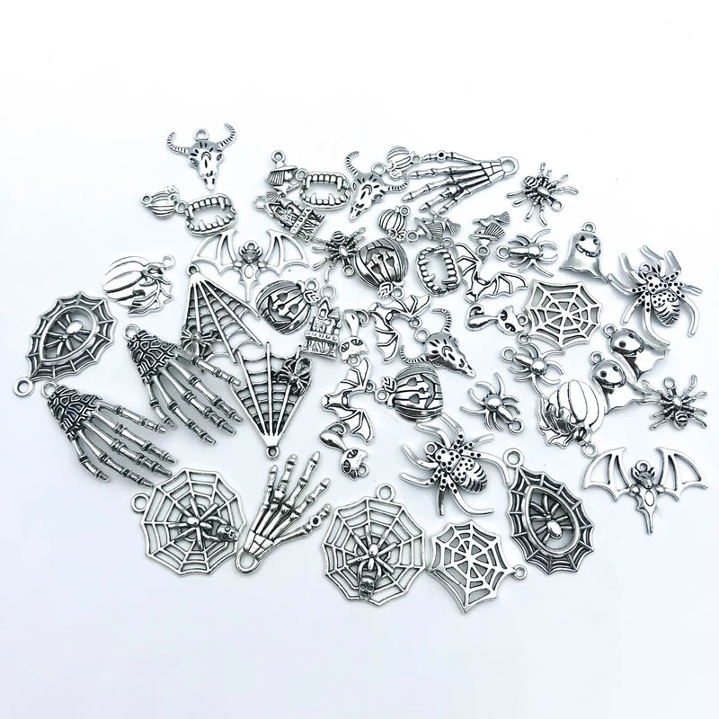 50pcs Zinc Alloy Halloween Charm Charms for Jewelry Making DIY Necklace Bracelet Earrings