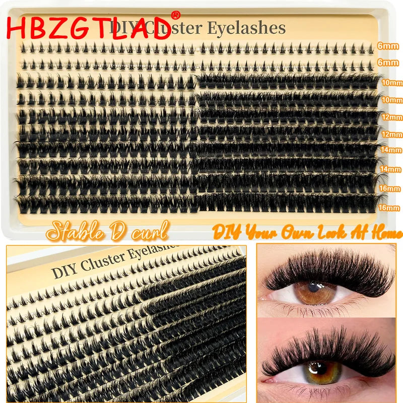 False Eyelash Clusters 5D Volume D Curl Spikes & Bottom Lash Attachments