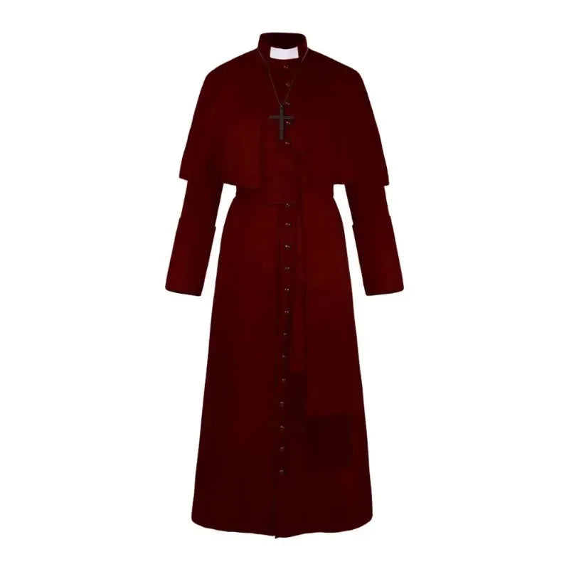Medieval Priest Costume for Halloween Cosplay Solid Color Spiritually Inspired Party Outfit