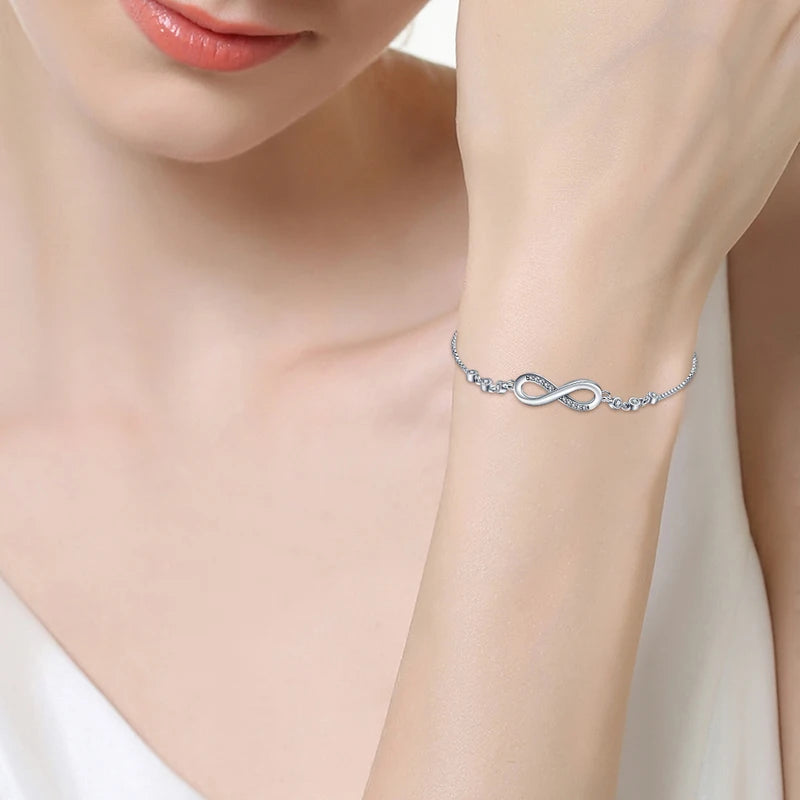 Lucky Symbol Zircon Silver Bracelet for Women - Romantic Valentine's Day Gift