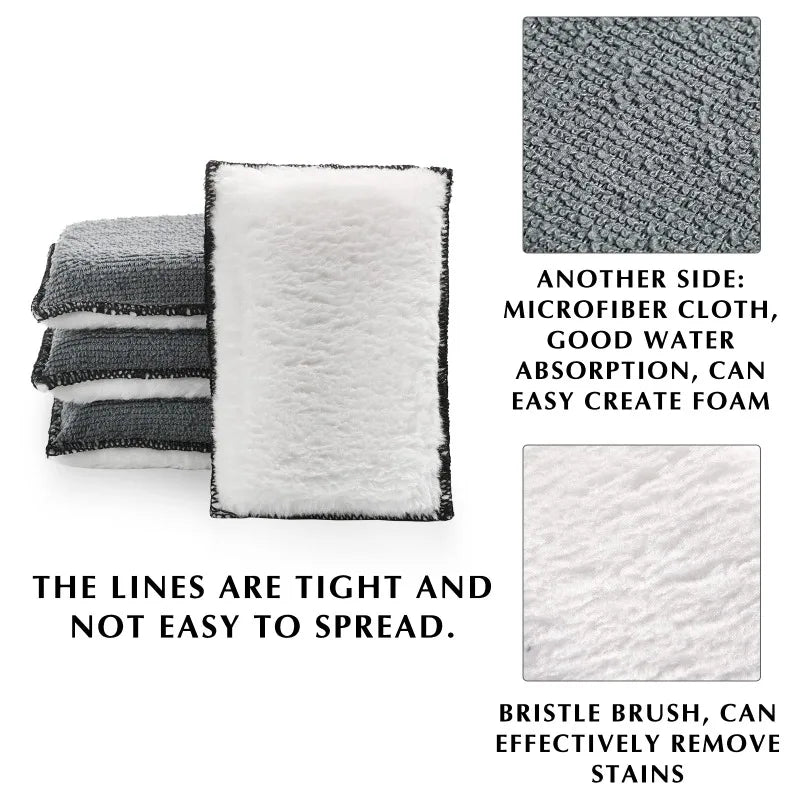 Double Side Car Interior Scrubbing Sponge for Leather & Surface Cleaning - Microfiber Wash Pad, 1-5 Pack
