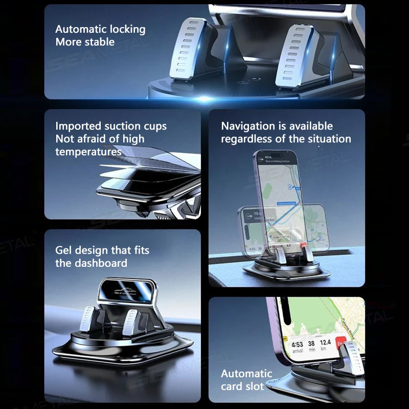 Universal Car Phone Holder GPS Stand Dashboard Mount Anti-Slip Black