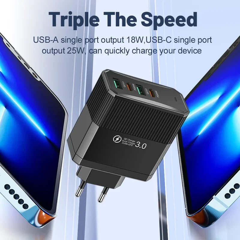 100W Fast Charging USB Wall Charger with 6 Ports for Universal Devices