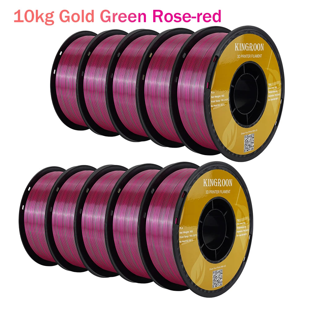 Tri-Color Silk PLA 3D Printer Filament 10kg - 1.75mm for FDM 3D Printing
