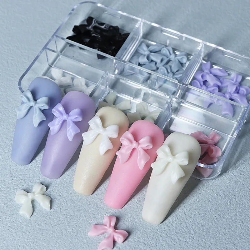 30pcs Kawaii Mini Bow Nail Art Decorations Matte Butterfly Charm DIY Resin Accessories