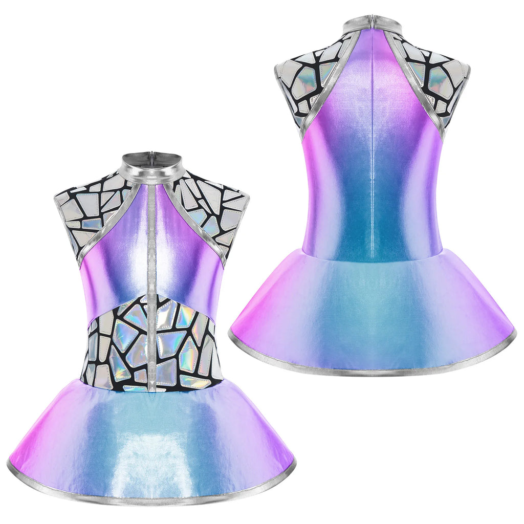Girls Alien Cosplay Costume Space Spacecraft Tutu Dress for Roleplay & Halloween