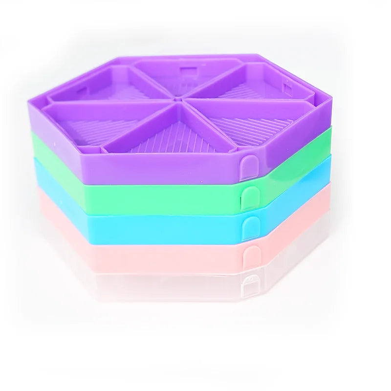 Large Capacity Hexagon Diamond Painting Palette Kit with Beading Plates and Accessories