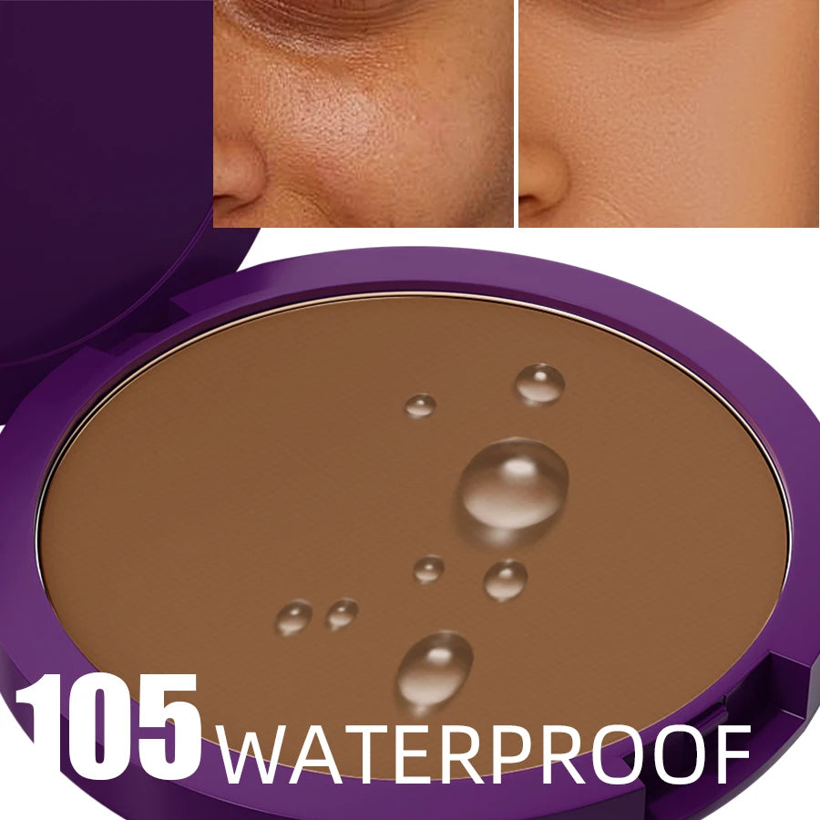 Matte Full Coverage Pressed Powder Foundation - 24H Long Lasting Face Makeup