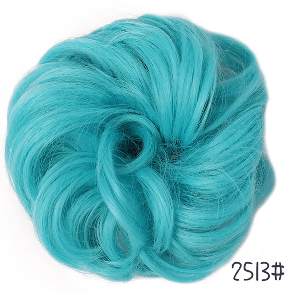 Disheveled Fluffy Wig Hair Bun Band - Natural High-Temperature Synthetic Curl