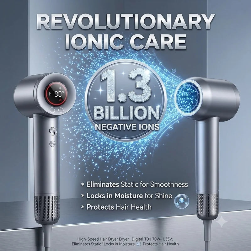 High-Speed Travel Hair Dryer 110,000 RPM Brushless Motor 5-Speed Ionic Diffuser