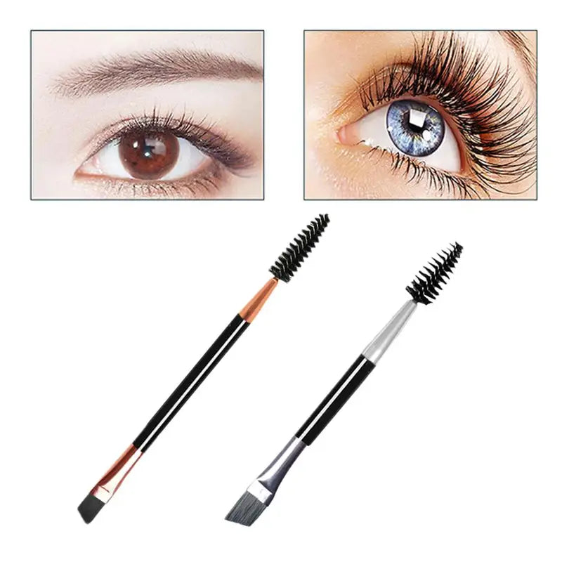 Double Ended Eyebrow and Eyelash Brush Set - Angled Brow & Spoolie