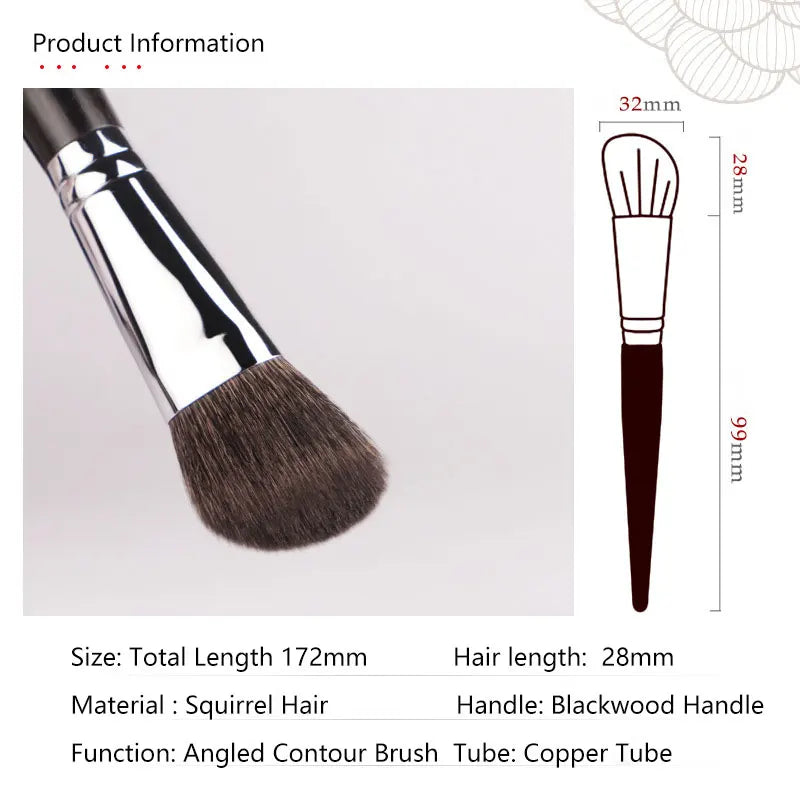 Pro Squirrel Hair Angled Contour Makeup Brush Bevel Blush Bronzer Ebony Handle