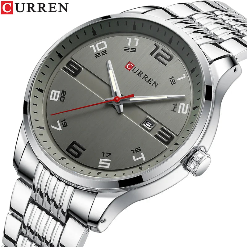 Men's Casual Business Quartz Wrist Watch with Stainless Steel Strap