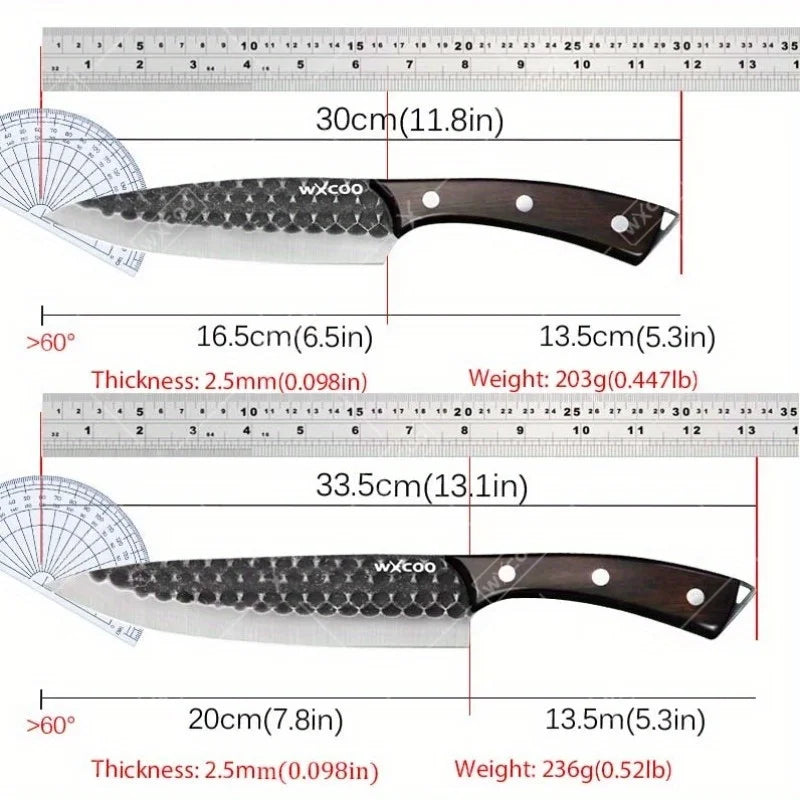 8-Piece Professional Kitchen Chef Knife Set - Stainless Steel Forged Utility & Meat Cleaver