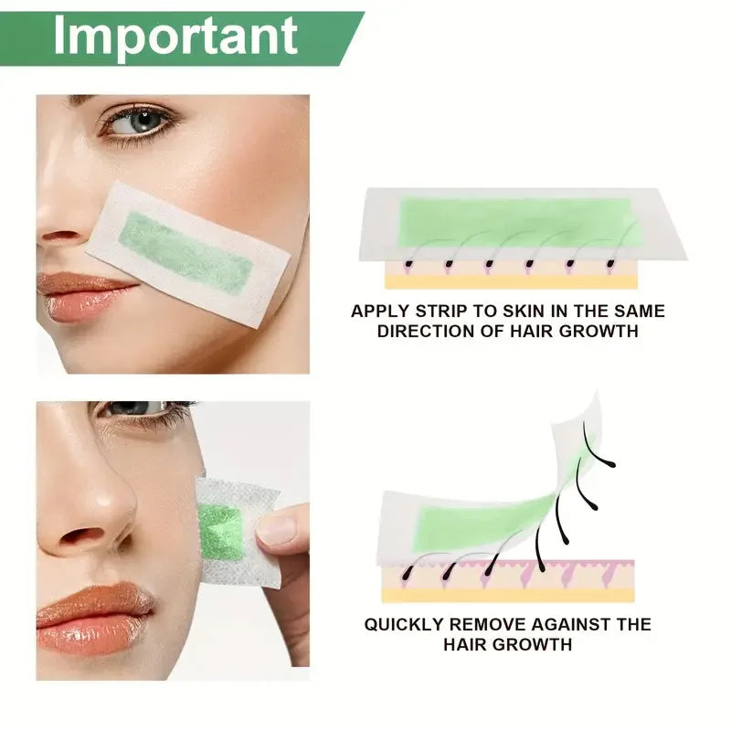 Depilatory Wax Strips for Hair Removal - 10Pcs Full Body Waxing Kit