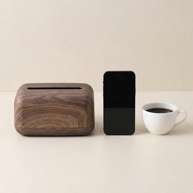 Vintage Faux Wood Plastic Tissue Box Cover - Desktop Napkin Dispenser for Home & Restaurant