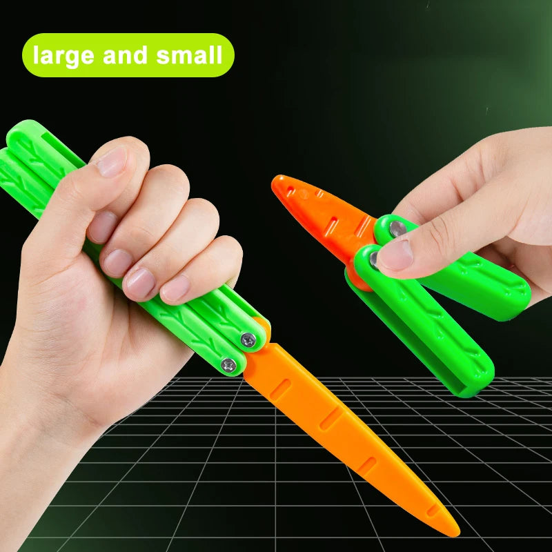 3D Printed Carrot Stress Relief Fidget Toy - Folding Butterfly Claw Knife