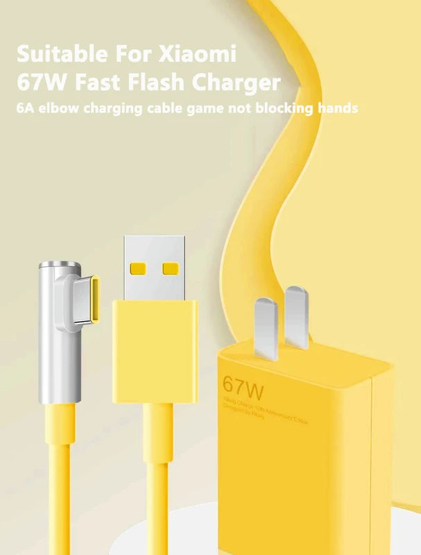 67W 6A USB Fast Charging Adapter for Xiaomi, Redmi, POCO Type-C Cable Charger