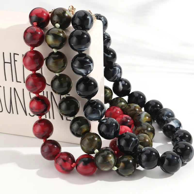 Multicolor Acrylic Beaded Necklace for Women - Geometric Knot Design, Handmade Jewelry Gift