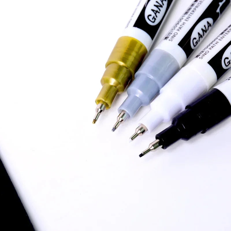 4-Piece Oil-Based Permanent Paint Markers Set - Waterproof, 0.7mm Fine Tip for Rock, Wood, Metal, Canvas