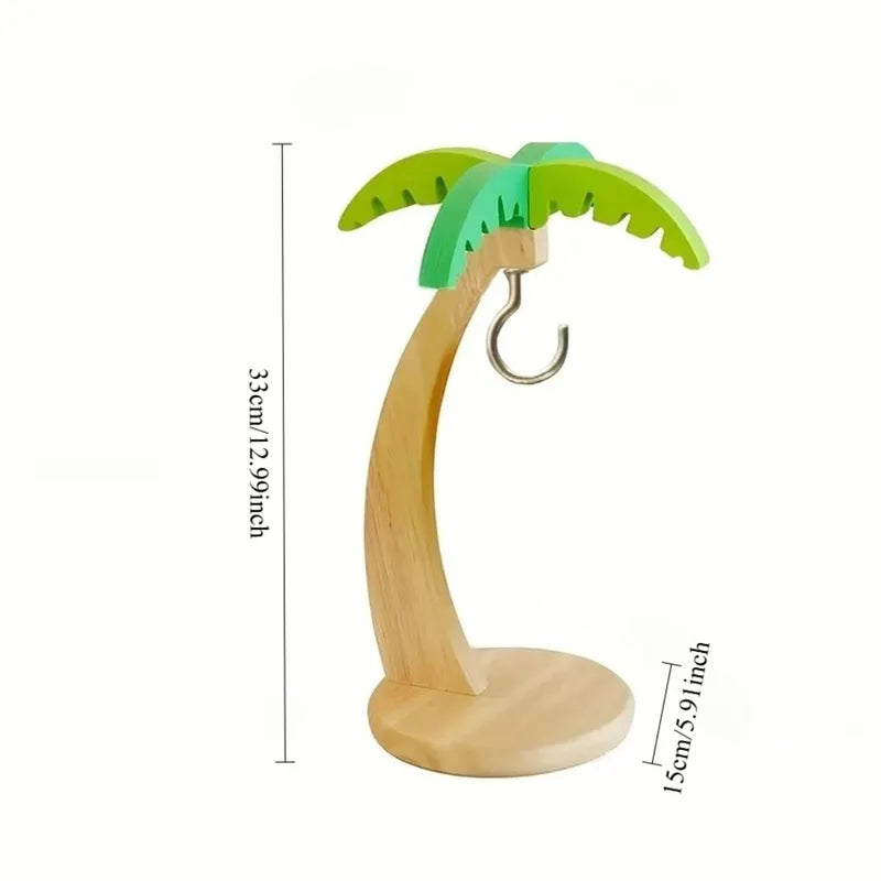 Hanging Wooden Banana Rack with Leaf Decor - Fruit Storage Shelf for Kitchen