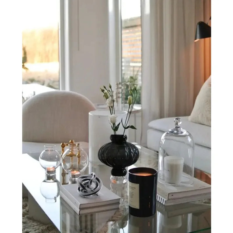Glass Lantern-Shaped Vase for Flowers Home Decor Indoor Living Room Ornaments
