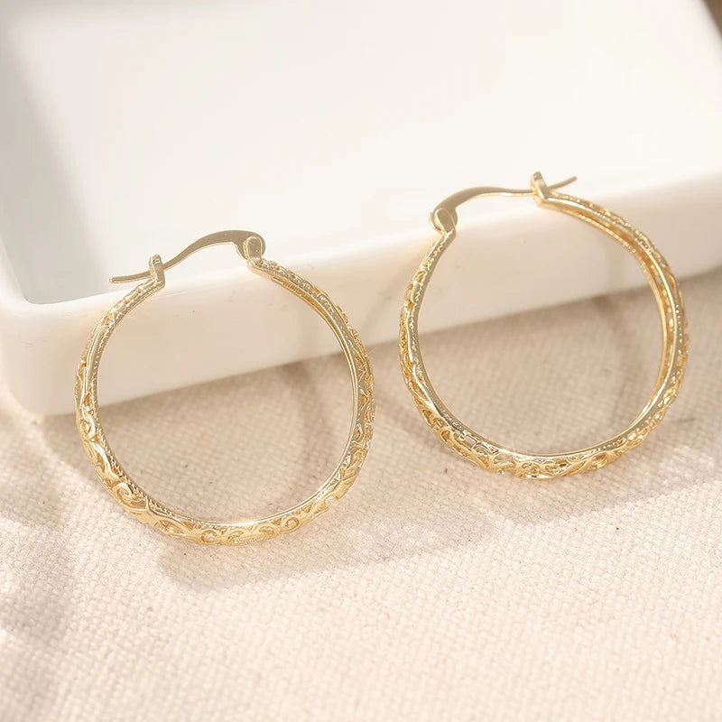 Vintage Hollow Hoop Earrings for Women Jewelry Accessory