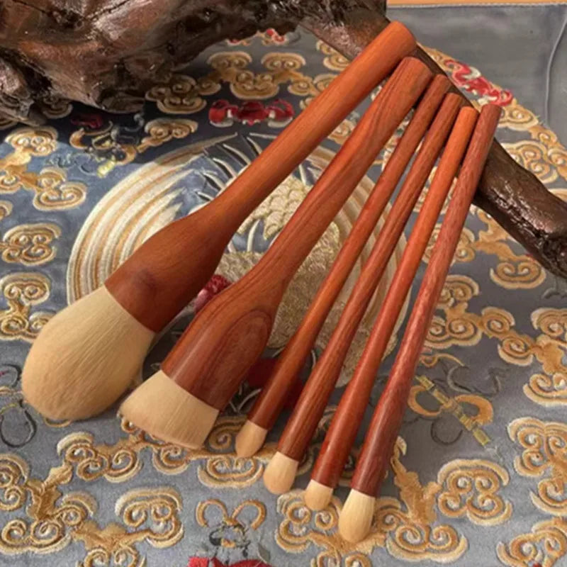 Cosmetic Makeup Brushes Set with Sandalwood Handle - Soft Synthetic Fibers for Foundation, Blending & Eyeshadow