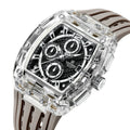 Men's Quartz Sports Watch with Silicone Strap Military Marine Chronograph - Black