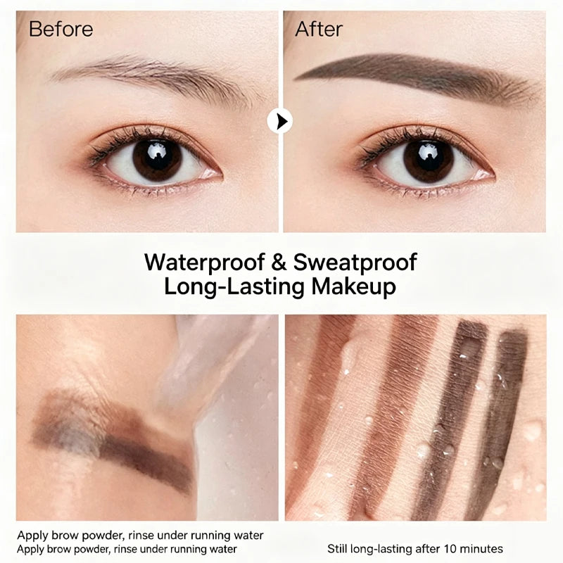 Double Layer Eyebrow Powder Stamp Kit with Stencils & Brush - Natural Brow Enhancers