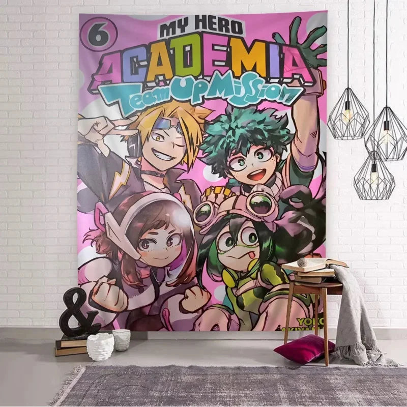 Vibrant Mha Banner Team Up Mission Backdrop for Anime Fans Room & Events