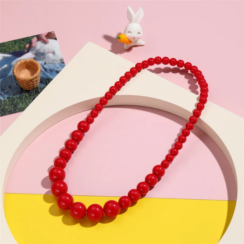 Elegant Beaded Necklace with Seven-Color Resin Imitation Pearls for Ladies Party Gift
