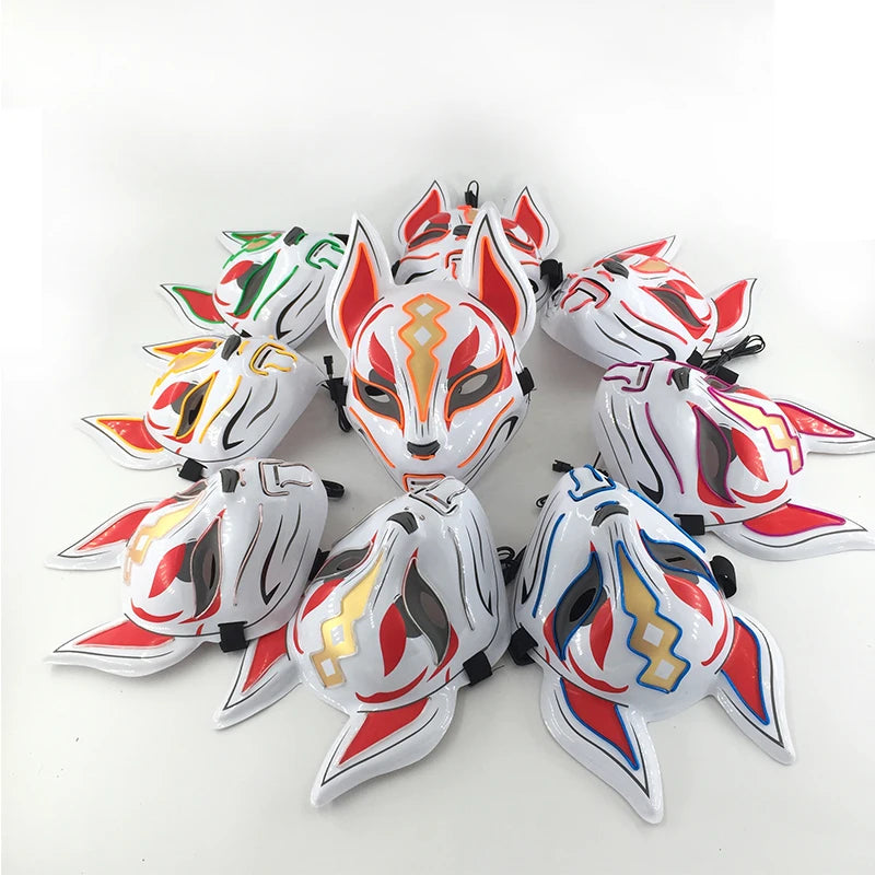 LED Cosplay Anime Mask Neon Light Up Fox Mask for Halloween Party & Carnival