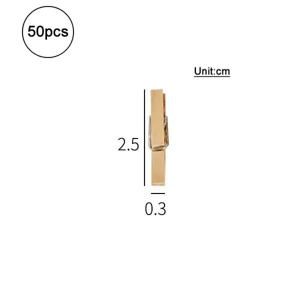 Mini Wooden Clips 50pcs for DIY Crafts Photo & Decoration Pegs