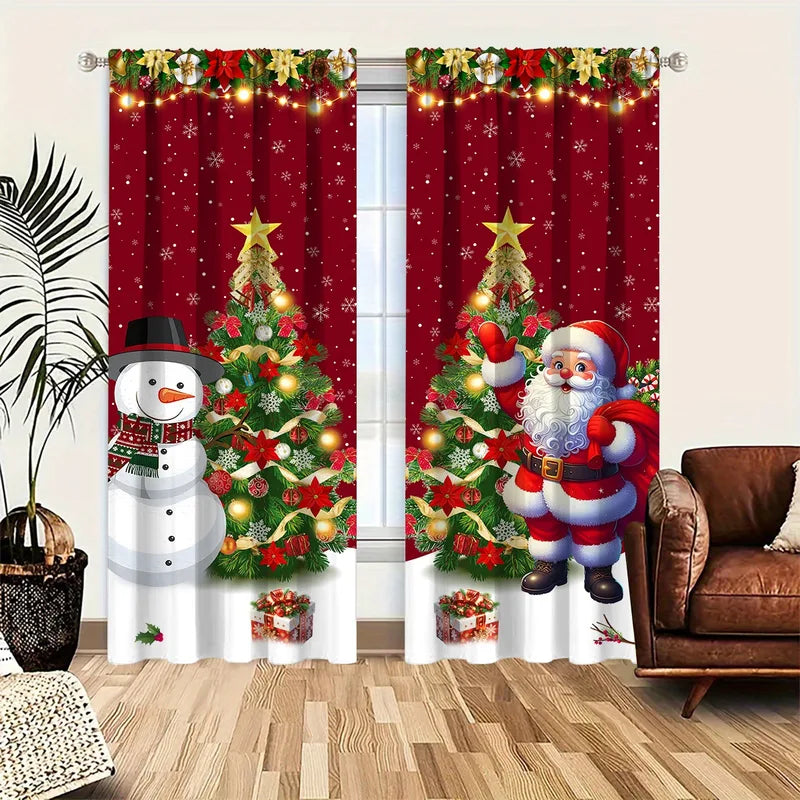 Christmas Curtain Decorations for Holiday Home Decor - 1/2pcs Xmas Window Ornaments