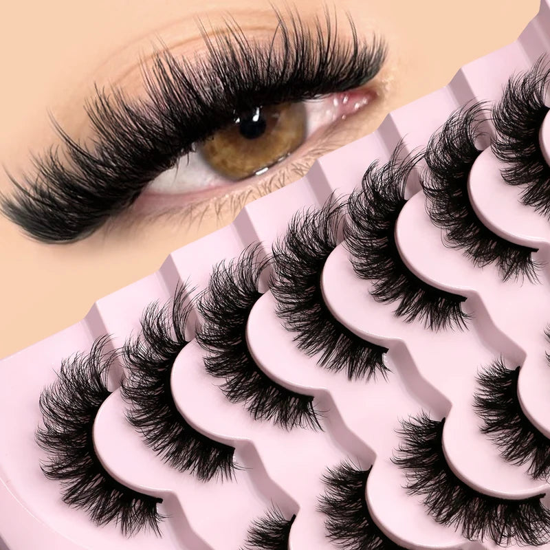 3D Mink False Eyelashes - Fluffy Volume Cat Eye Strips for Natural Glam
