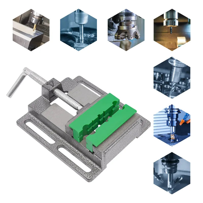 4-inch Drill Press Vise Cast Iron Steel Clamp with Non-Slip Sawtooth Jaws