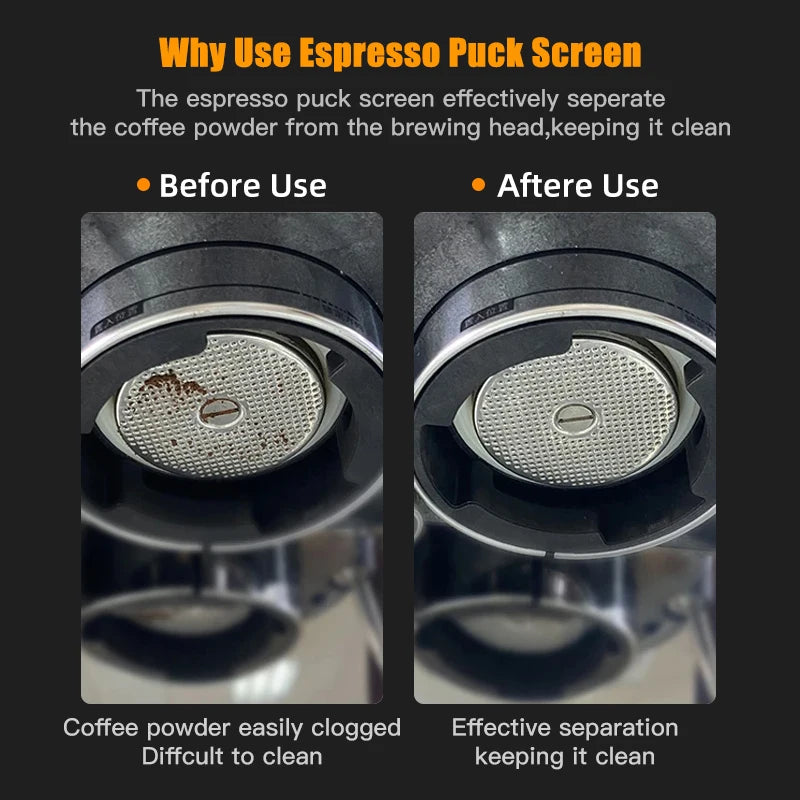 Espresso Puck Screen 0.2mm Thickness Stainless Steel Mesh Barista Tool - Reusable Heat Resistant Filter