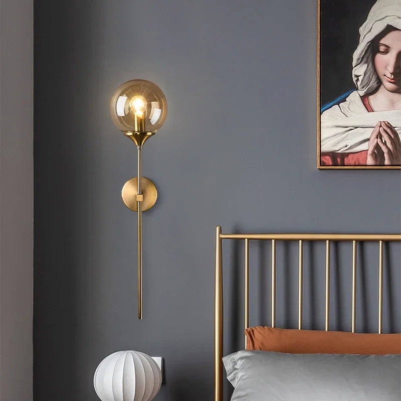 Modern Glass Wall Lamp Creative Golden Sconce Nordic Lighting Fixture for Home Bedroom Living Room Kitchen