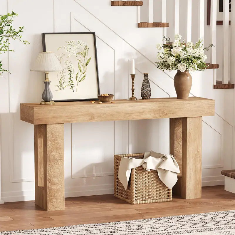 63-Inch Farmhouse Narrow Console Table for Entryway & Hallway