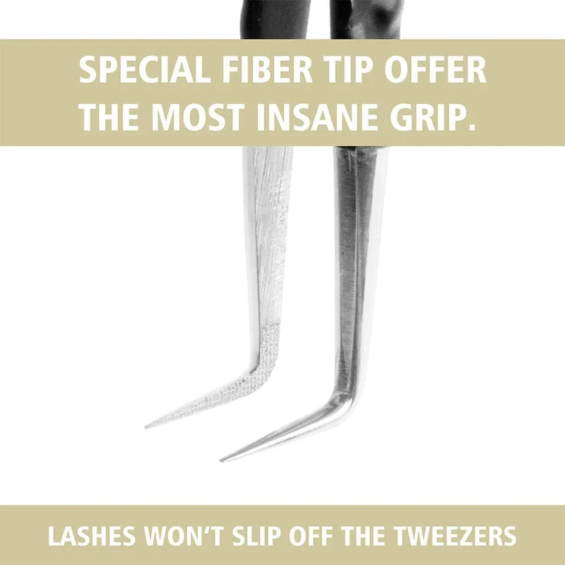 Professional Lash Tweezers for Eyelash Extensions - Stainless Steel, 90 Degree Precision