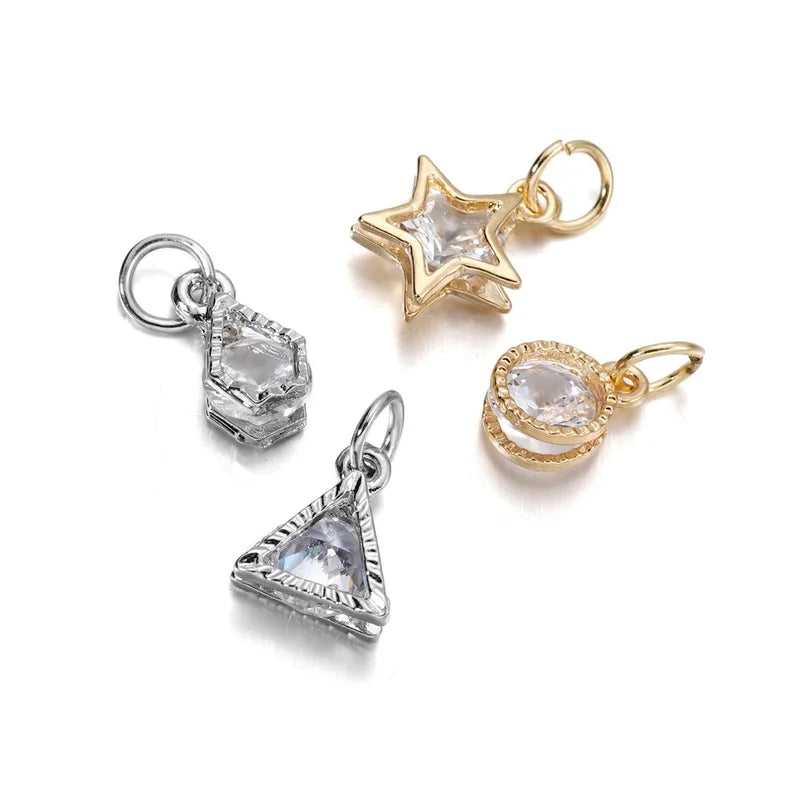 10Pcs Alloy Rhinestone Heart Charms for DIY Earrings & Necklace Making
