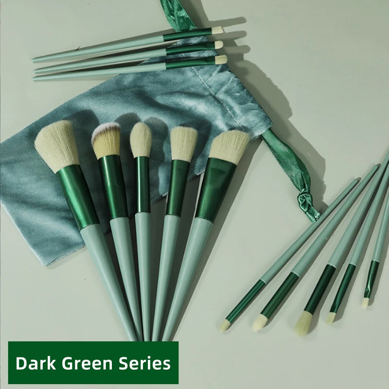 13-Piece Makeup Brush Set with Storage Bag - Soft Synthetic Fibers, Includes Foundation, Eye Shadow, Blush & Lip Brushes