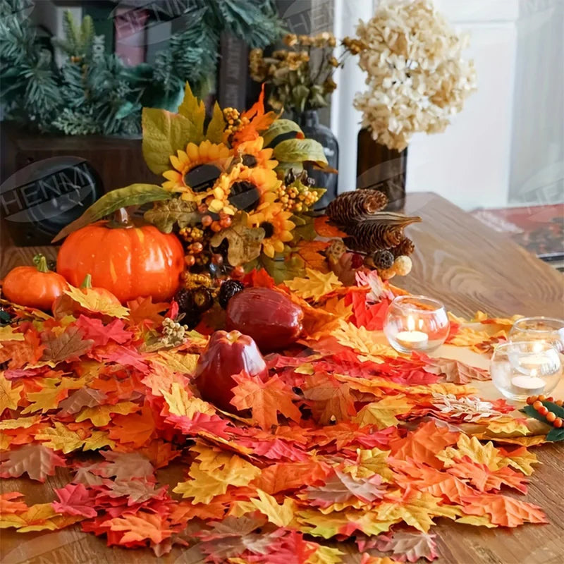 Artificial Fall Maple Leaves 500pcs for Autumn Home Decor & Weddings