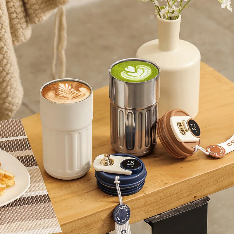 450ml Smart Display Temperature Stainless Steel Vacuum Mug - Office & Travel Thermal Bottle
