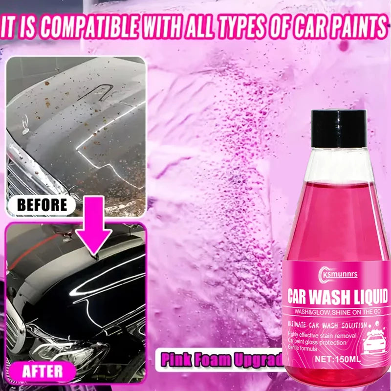 All-in-One Car Wash Wax - Pink Foam Shampoo for Cars Boats RVs